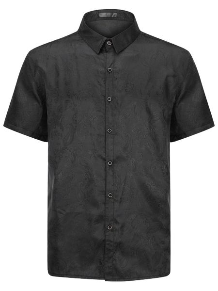

cloudstyle men paisley jacquard print button front shirt b0ff#, White;black