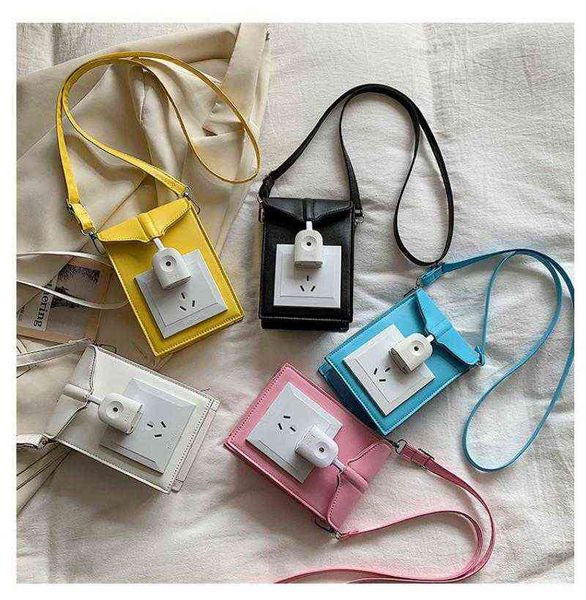 

women's switch socket design shoulder bag quality leather small square handbag summer new female crossbody s and purse 0628