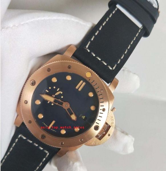 

classic style super quality watches for men 47 mm navy blue dial luminous rose gold watchcase cal.2555 automatic movement auto date leather, Slivery;brown