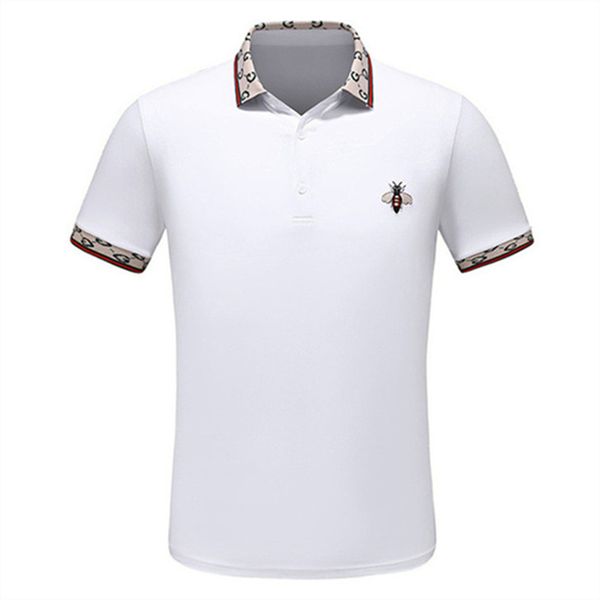 

designer men's polo new cotton crease resistant breathable t-shirt lapel commercial fashion casual print high-end polo short sleeve asi, White;black