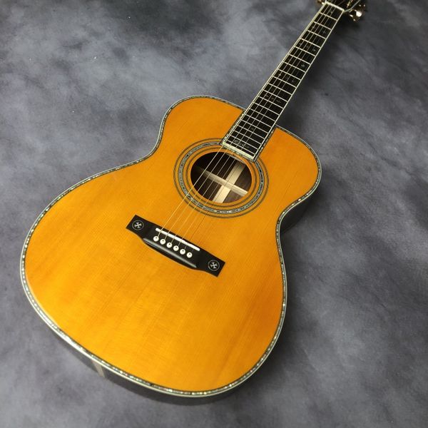 

40 inch om mold surface yellow d42 black finger acoustic guitar