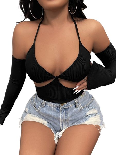 

x arigameplays backless knot halter with arm sleeves s2ab#, White