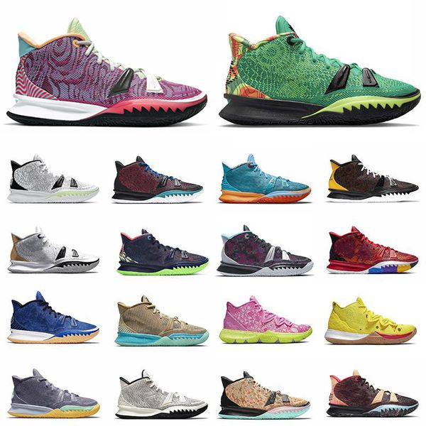 

kyries 7s mens basketball shoes kyrie 5 special-fx pale ivory anime hip hop horus brown green irving 7 trainers outdoor sports sneakers