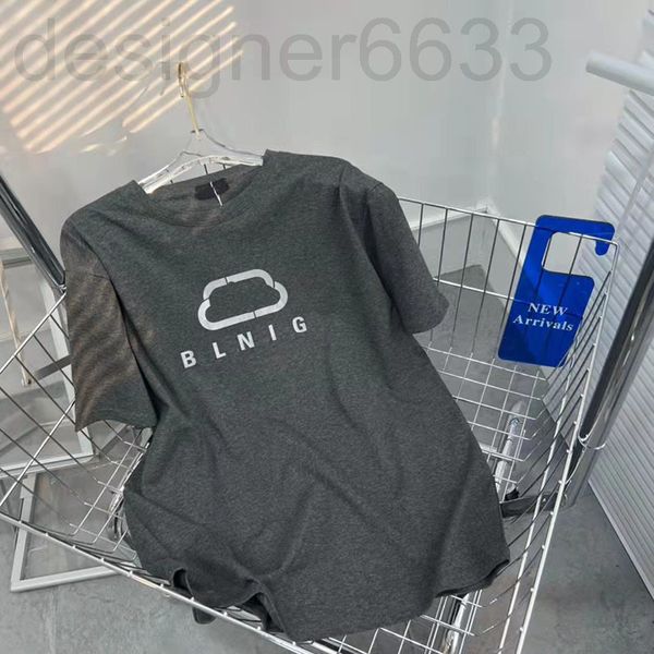 

women's t-shirt designer bb + 22 summer couple silver grey glitter pink lock print round neck short sleeve men's and casual loose, White