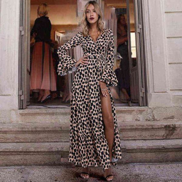 

print long maxi dress robe women flare sleeve casual chic boho dress ladies elegant dress vestidos mujer clothes l220714, Black;gray