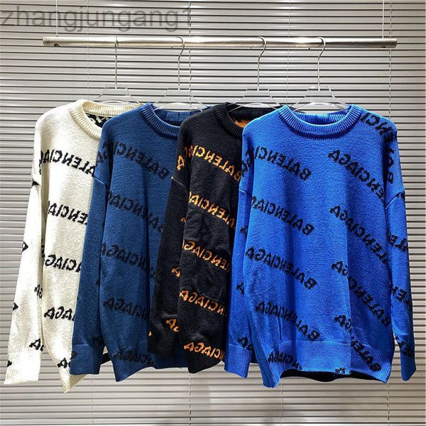 

designer autumn and winter balenciga balanciagas fashion brand paris fashion brand knitted sweater men's and women's round neck le, White;black