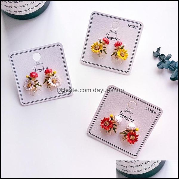 

stud warmhome trendy jewelry enamel glaze copper cute daisy flower mushroom gem women earring fashionstud drop delivery dayupshop dh6mk, Golden;silver