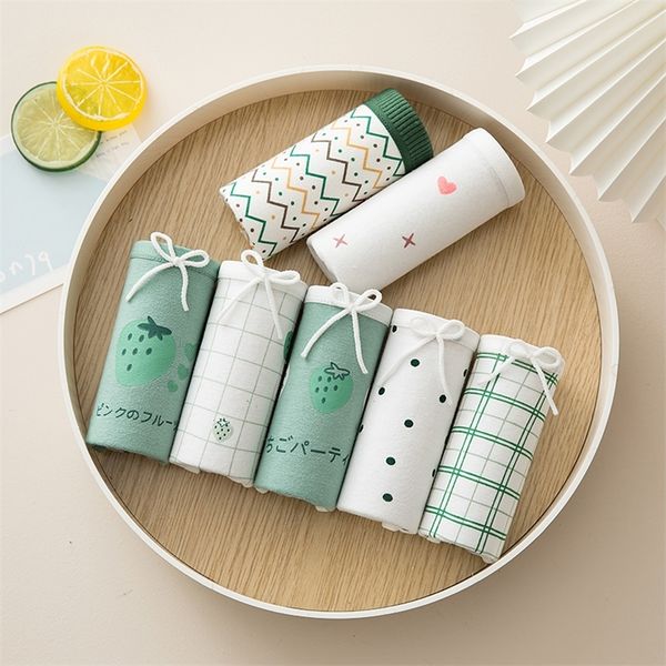 

7 pcs/lot panties women cotton underwear women's shorts print cartoon briefs ladies girls lingeries 220426, Black;pink