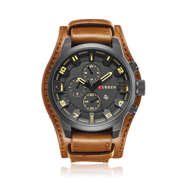 

mens watch belt calendar alloy case fashion life waterproof watch, Slivery;brown