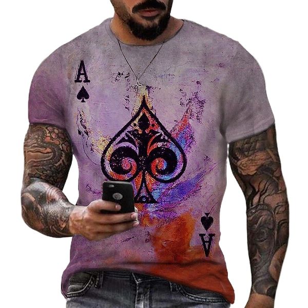 

men's tee t shirt shirt 3d print map graphic prints poker round neck daily holiday print short sleeve casual designer big and tall lig, White;black