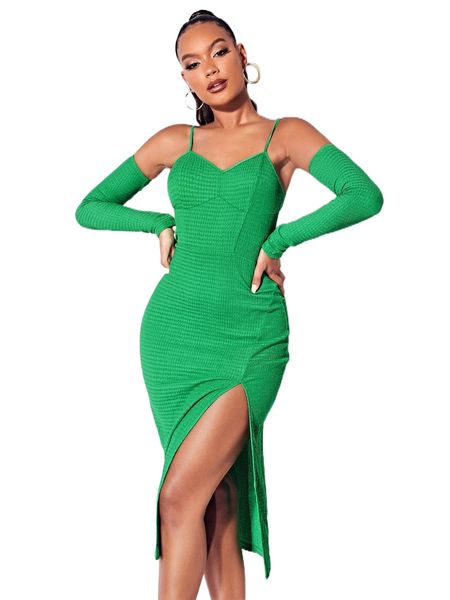 

bae split thigh ruched bodycon dress p6uq#, Black;gray