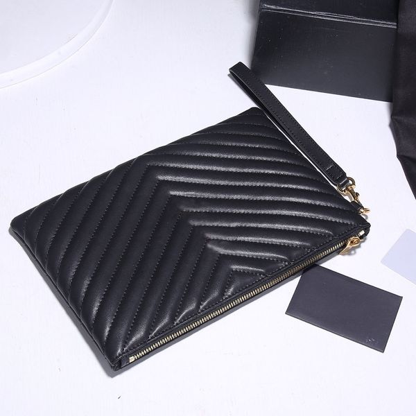 

calfskin embroidery thread clutch briefcases bags leather men casual business bag for men fashion luxurys designers envelope soft purse woma