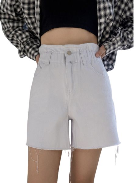 

dazy raw hem paper bag waist denim shorts 42cx#, White;black