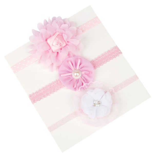 

baby girls solid color handmade flower headbands elastic hair accessories kids pearl headwear newborn party decor, Silver