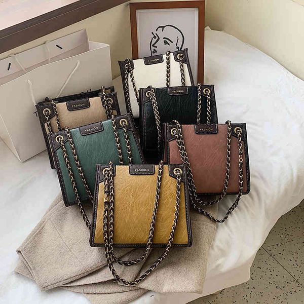 

fashion women's new high-quality versatile bag luxury designer bag women version fashion contrast color chain single shoulder msenger s