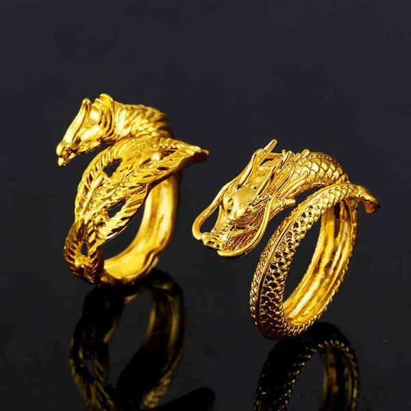 

rings dragon and phoenix couple pair ring opening adjustable goldplated jewelry, Silver