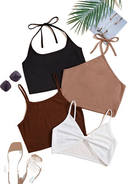 

4pcs crop cami y8bb#, White