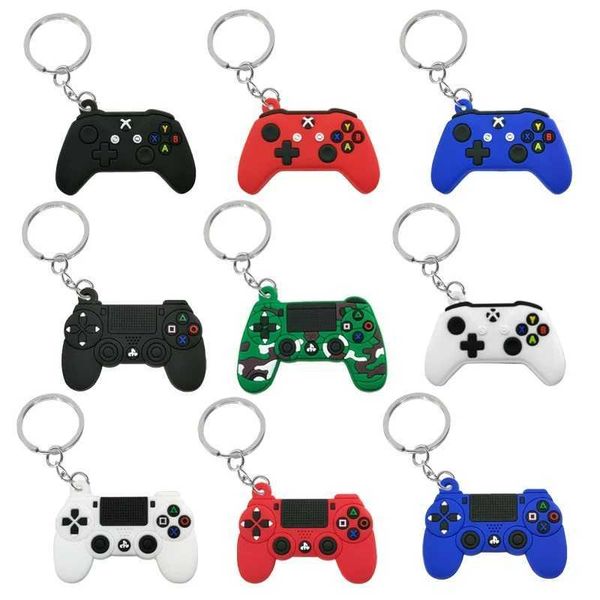 

keychains creative pvc game machine handle keychain simulation joystick model chain pendant men women couple holder trinket gift, Silver