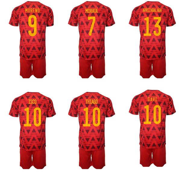 

customized 22-23 10 isco soccer sets with shorts shop online store for sale 8 koke 10 thtago 6 m.llorente 13 arrizabalaga 7 morata 9 moreno, Black