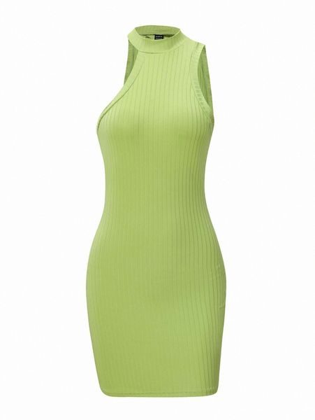 

rib-knit solid bodycon dress 35m4#, Black;gray