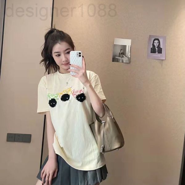 

women's t-shirt designer 22s new qianyuchihiro t small coal ball short sleeve embroidered letter brand men's and women's same, White