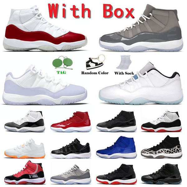 

with box jumpman 11 11s xi mens womens basketball shoes cherry cool grey high animal space jam instinct low legend blue designer sports snea