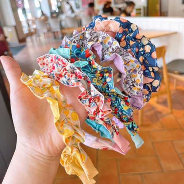 

hair accessories korean baby girls children's fabric floral headband folds cute headdress for kid gift po prop, Slivery;white