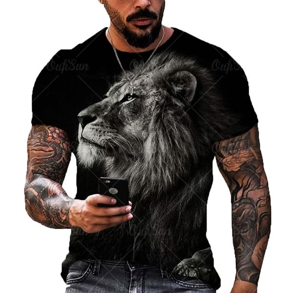 

fashion animal lion 3d print mens t shirt summer streetwear trendy short sleeve oversized tshirts loose tees 6xl 220607, White;black