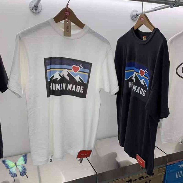 

2022ss human made flax cotton t-shirt snow mountain t shirt, White;black