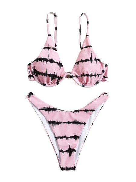 

tie dye push up bikini swimsuit b4p2#, White;black
