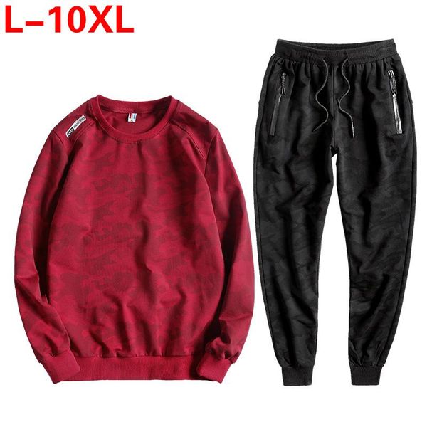 Tute da uomo Tuta Set Abbigliamento da uomo Moda Grasso Plus Size 7XL 8XL 9XL Abbigliamento sportivo Donna Giacca + Pantaloni Set da 2 pezzi Felpa