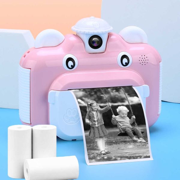 Câmera de impressão instantânea de papel infantil 1080p HD para crianças Digital Photograpic Girls Toys Presente