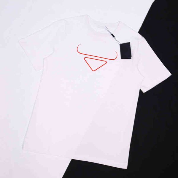 

luxury fashion mens t shirts classic designer tees brand p triangle print year of the ox limited style t-shirt combed cotton comfortable wo, White;black
