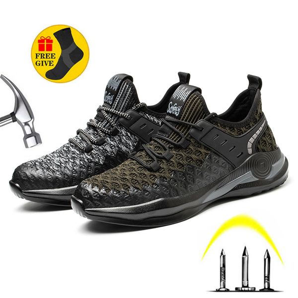 

steel toe safety shoes fashion anti-smashing work shoes for men and women light weight safety shoes for men, Black;brown