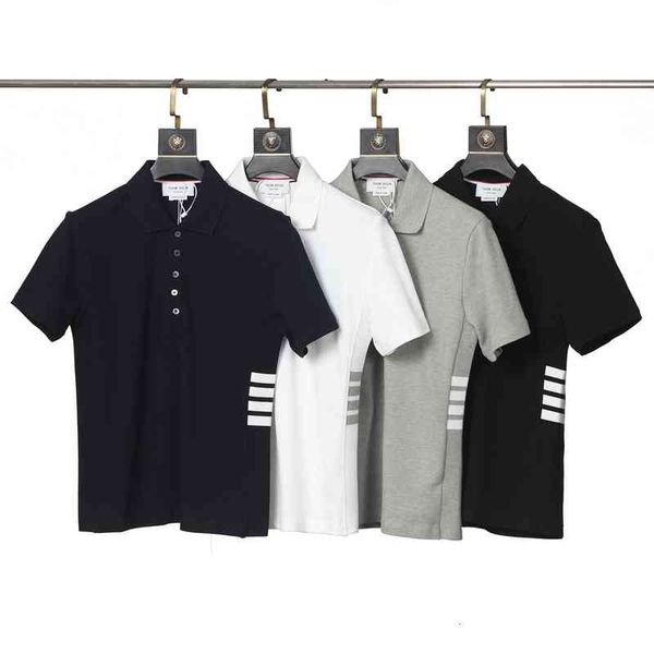 

men's polos thom brun tb short sleeve polo lapel t-shirt yarn dyed four bars vlji, White;black