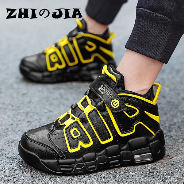

child high-airforce children girls running non-slip kids sneakers comfortable breathable boys basketball shoes, Black