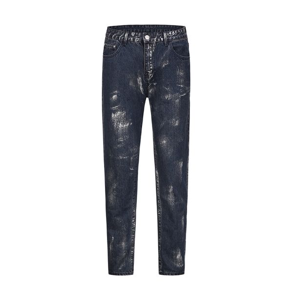 

2022ss high street heavy jeans men's women's slim fit small foot fashion denim pants, Black;brown