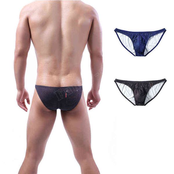 

four seasons jeans men's briefs fashion and printing large size low waist stretch underwear dent underpants y220426, Black;white