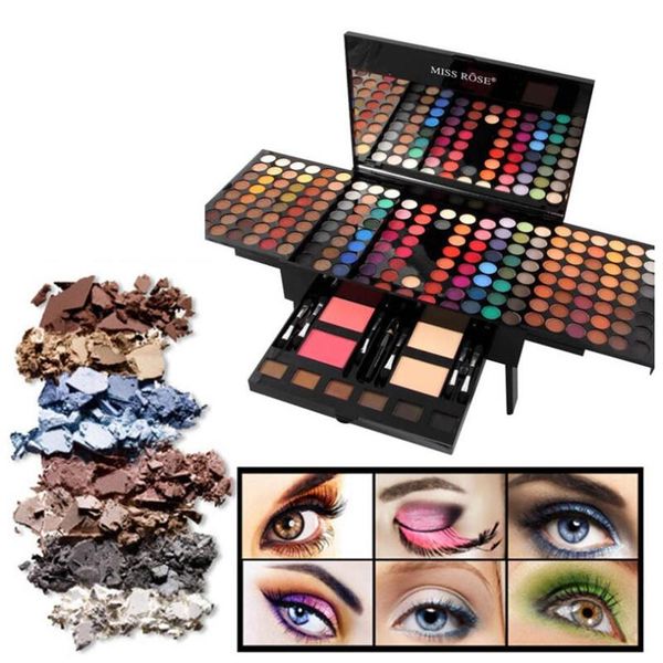 

miss rose eye shadow palette 180 colors matte shimmer palette powder blush eyebrow contouring beauty kit piano shape box2680