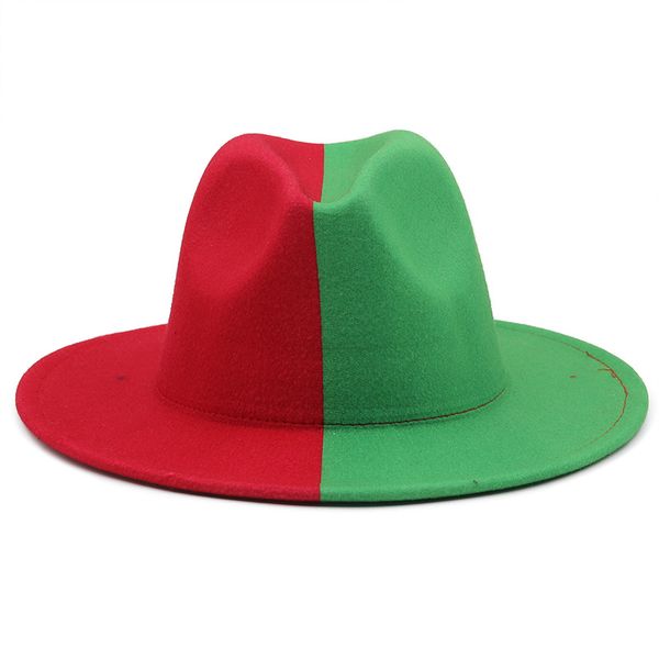 Patchwork fötr şapka Kadın Sonbahar Kış Parti Düğün Şapka Bayanlar için Zarif Kilise Siyah Kırmızı Şapka Erkekler Düz Ağız Caz Üst Kap