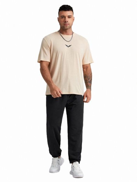 

extended sizes men bird print tee & sweatpants d6vq#, Gray