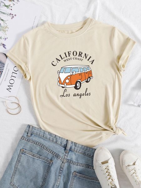 

letter & car print tee 66fn#, White