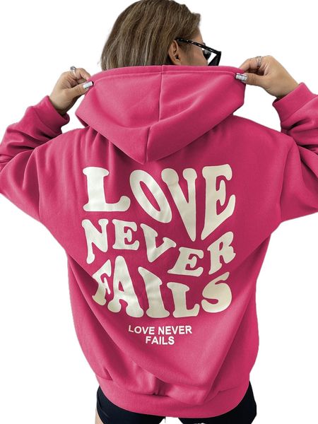 

slogan graphic drop shoulder drawstring hoodie 50hh#, Black