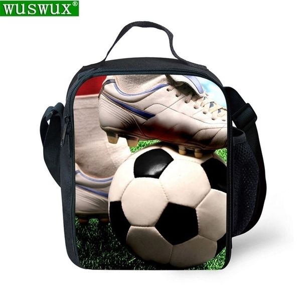 Moda Crianças 3D Lunch bolsa Impressão de futebol Térmica Viagem Thermo Casual Picual Thermo Food for Kids Y200429