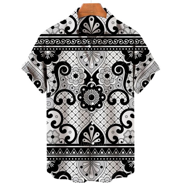 

hawaiian shirt men 3d print shirts for abstract simple short sleeved s loose summer women 5xl 220606, White;black