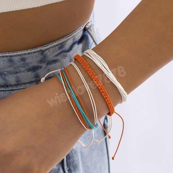

boho multicolor layered thread bracelets for women trendy hand chains colorful adjustable rope bracelet set 2022 fashion jewelry, Golden;silver