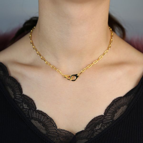 Позолоченные наручники для наручников кулон ожерелье стимпанк мода ювелирные изделия свадебные подарки для женщин леди ювелирные изделия оптом