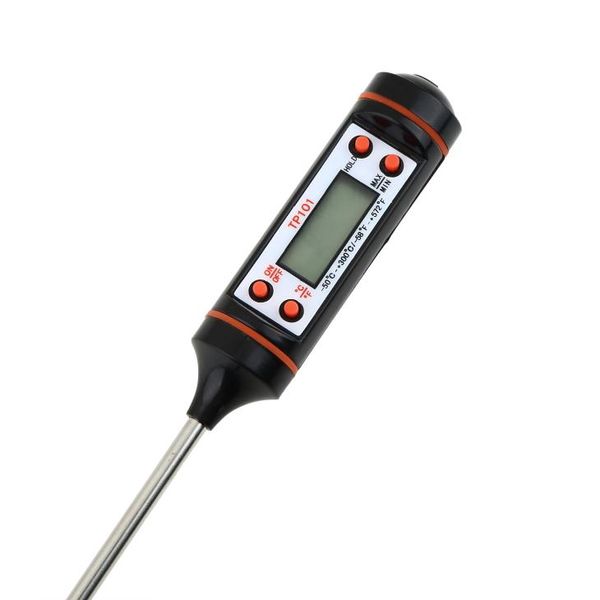 Sıcaklık Ölçer Aletleri TP101 Elektronik Dijital Gıda Termometre Paslanmaz Çelik Pişirme Metre Büyük Küçük Ekran Siyah Whit
