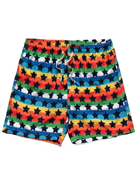 

romwe guys striped galaxy drawstring shorts e45m#, White;black