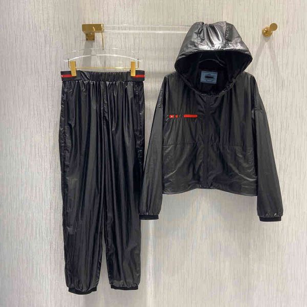 

spring new nylon hooded zipper jacket high street leisure temperament sportswear women, White